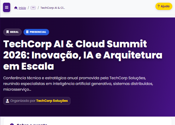 Hero da página do evento